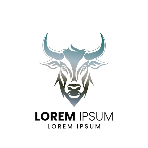 vetor de logotipo de touro Modelo de design de logotipo de touro vetor premium Ícone de vaca de touro Log plano simples de Longhorn