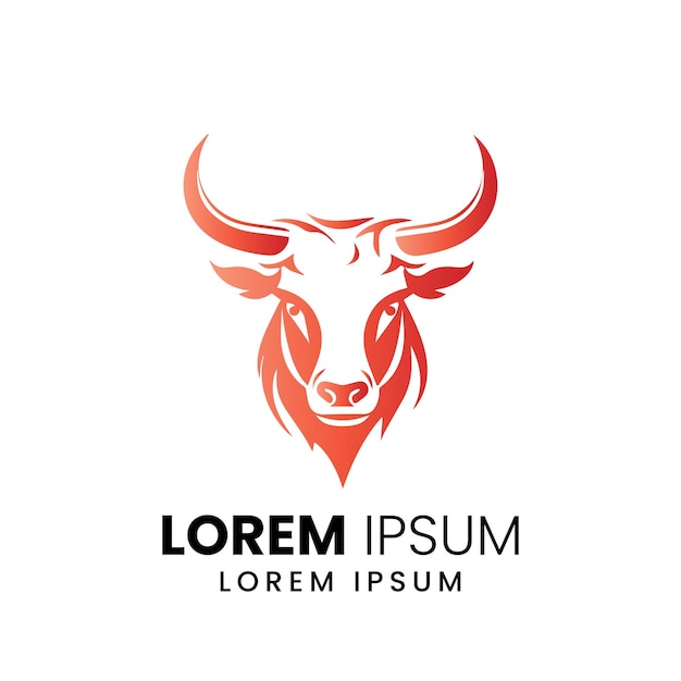 vetor de logotipo de touro Modelo de design de logotipo de touro vetor premium Ícone de vaca de touro Log plano simples de Longhorn