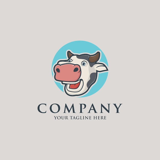 Vetor vetor de logotipo de vaca mascote de desenho animado