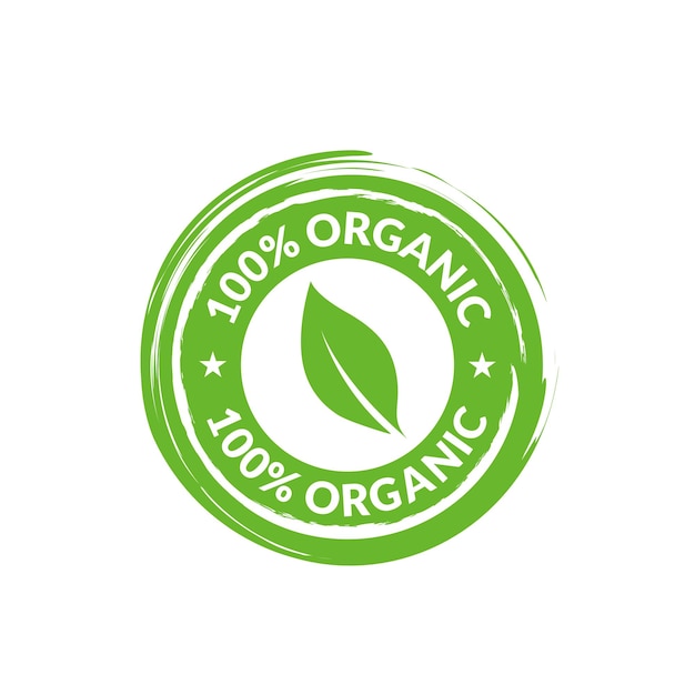 Vetor vetor de logotipo do emblema 100 organic