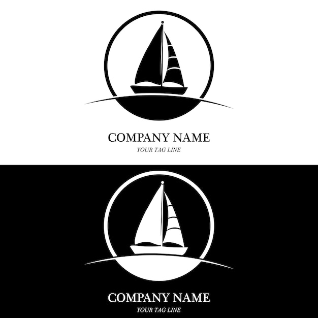 Vetor de logotipo e símbolo de barco à vela