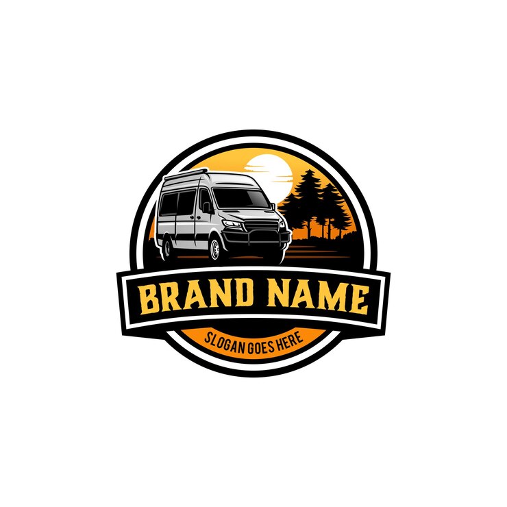 Vetor de logotipo isolado de caravana de caravana de campista