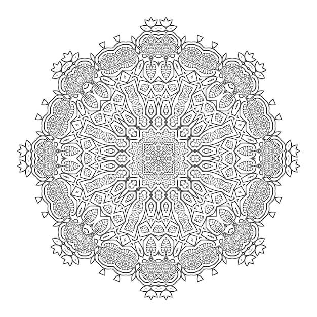 Vetor de mandala de arte de linha bonita para design