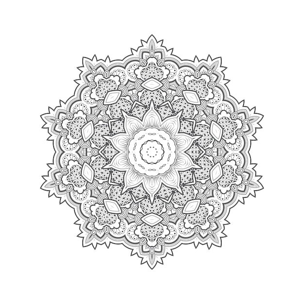 Vetor de mandala de arte de linha linda para design