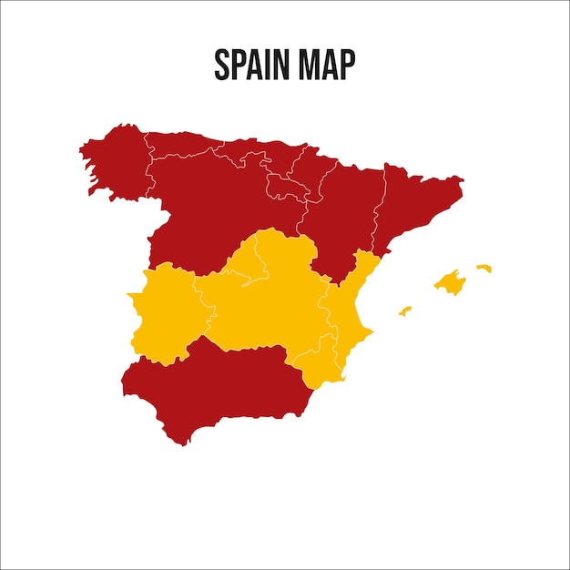 Vetor de mapa da Espanha Mapa da Espanha com ilustração vetorial de linha de território mapas simples da Espanha