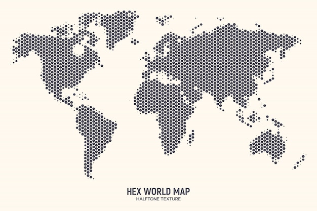 Vetor de mapa do mundo hexagonal