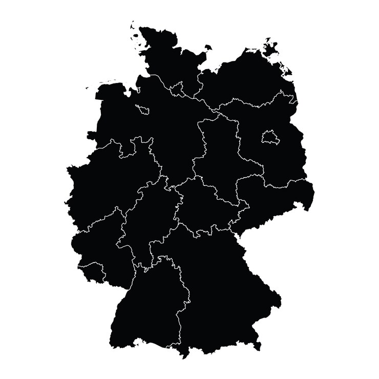 Vetor vetor de mapa do país da alemanha com áreas regionais
