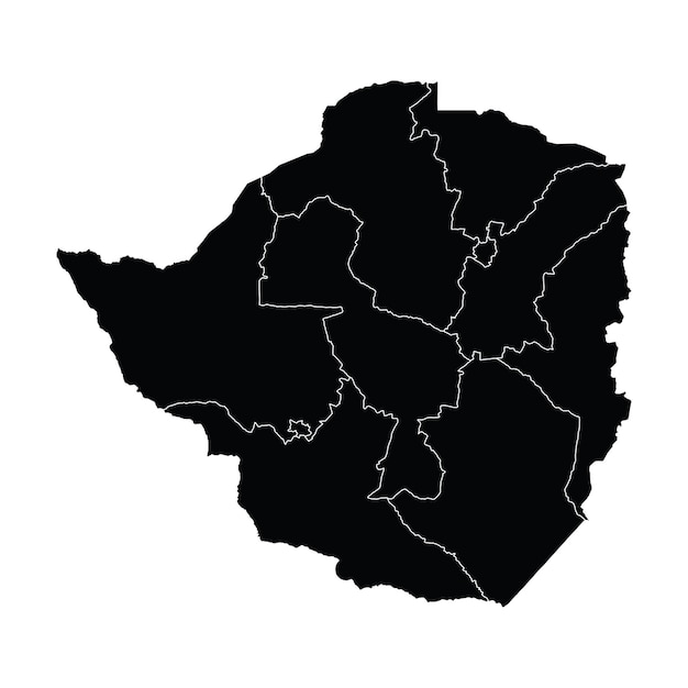 Vetor de mapa do país do zimbábue com áreas regionais