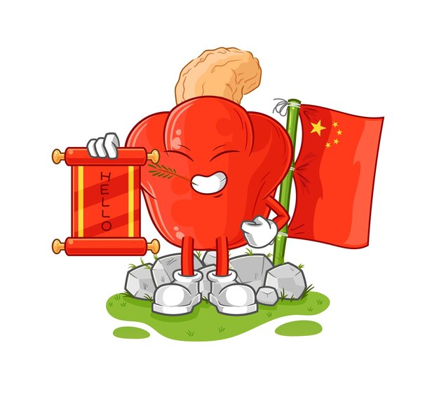 Vetor vetor de mascote de desenho animado chinês de caju