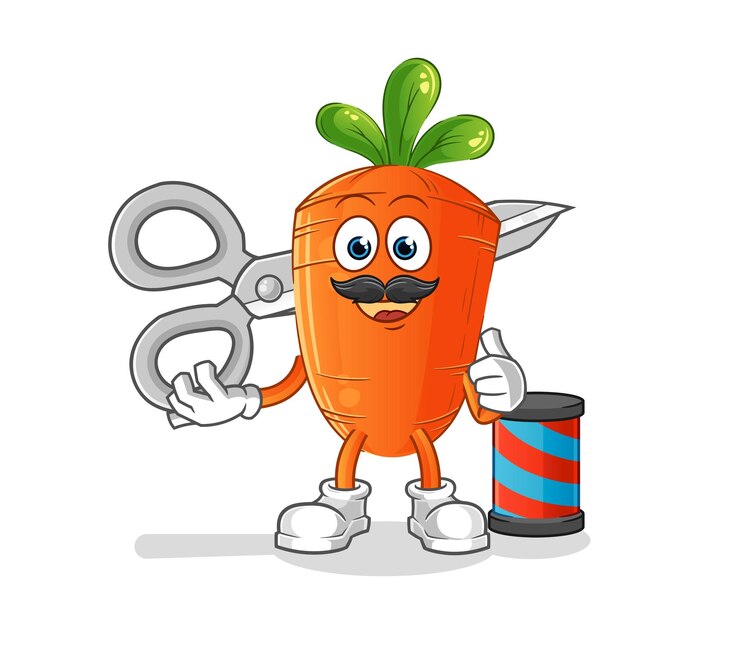 Vetor vetor de mascote de desenho animado de barbeiro de cenoura