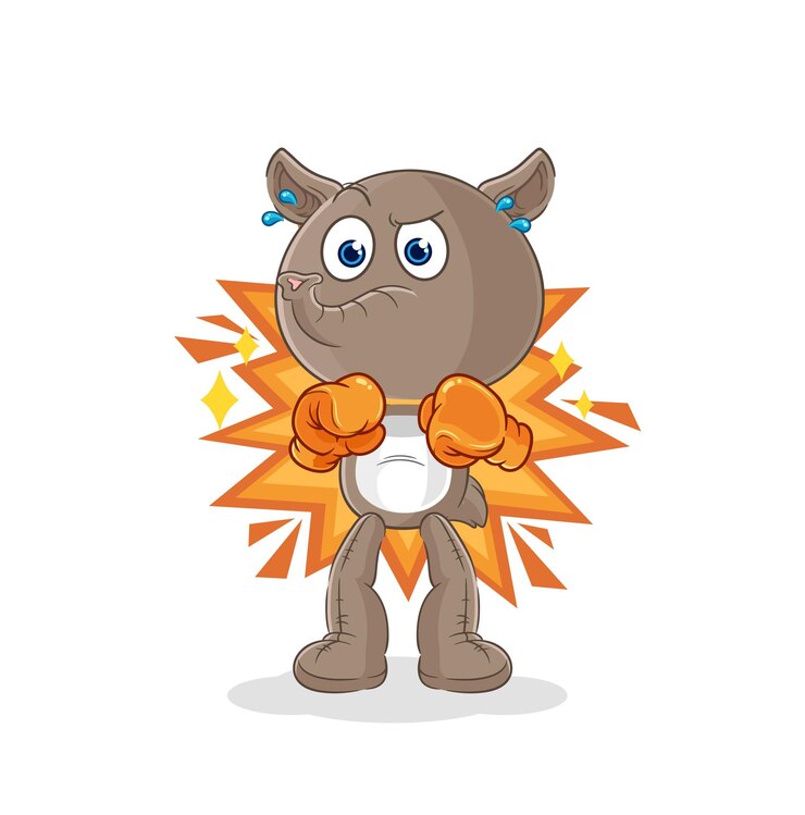 Vetor vetor de mascote de desenho animado de personagem de anta boxer