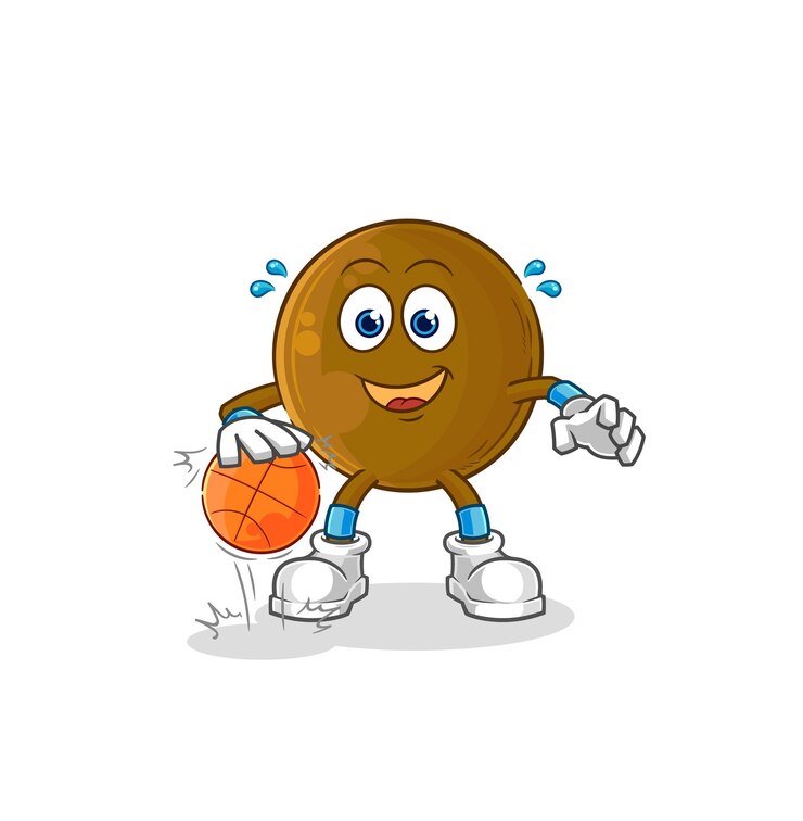 Vetor vetor de mascote de desenho animado de personagem de basquete de drible de pedra de abacate