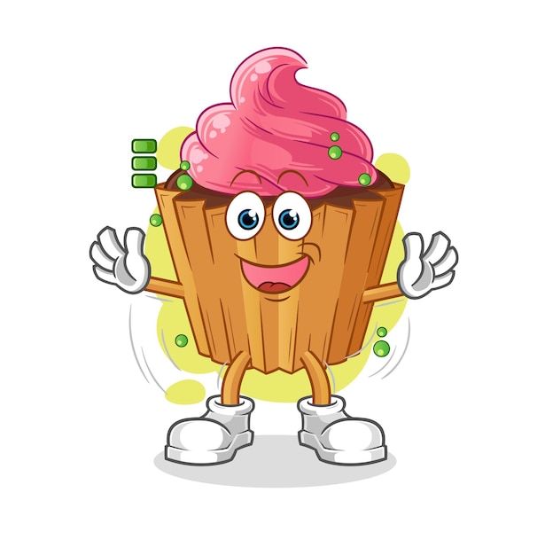 Vetor de mascote de desenho animado de personagem de bateria cheia de cupcake