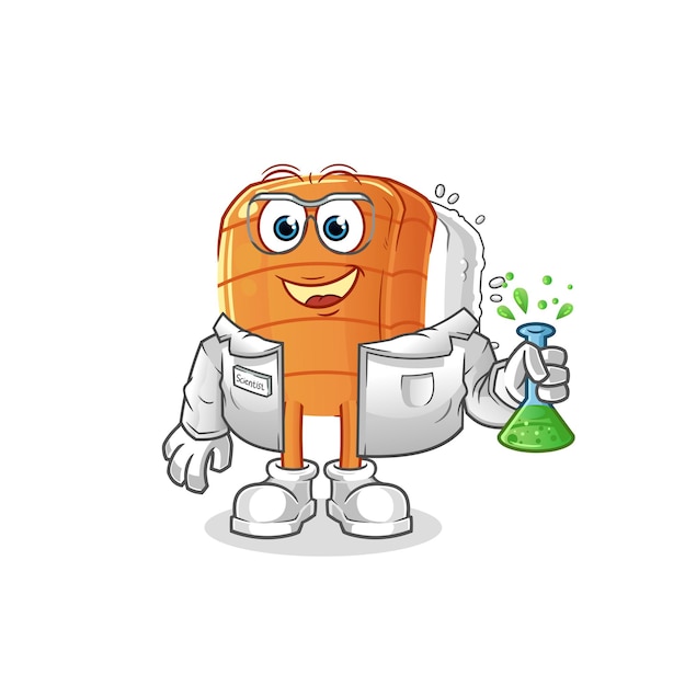 Vetor de mascote de desenho animado de personagem de cientista de sushi