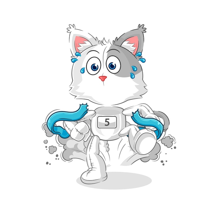 Vetor vetor de mascote de desenho animado de personagem de corredor de gato