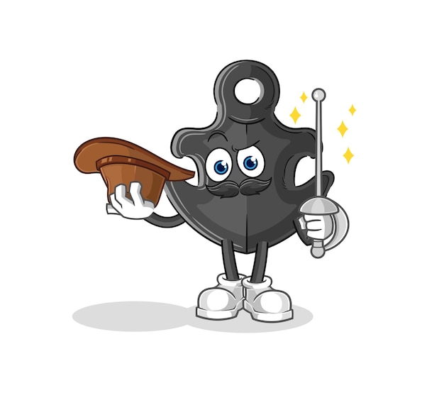 Vetor de mascote de desenho animado de personagem de esgrimista âncora