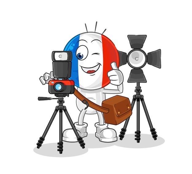 Vetor vetor de mascote de desenho animado de personagem de fotógrafo da frança