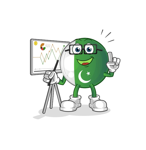 Vetor de mascote de desenho animado de personagem de marketing de bandeira do paquistão
