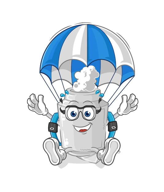 Vetor de mascote de desenho animado de personagem de paraquedismo de exaustão