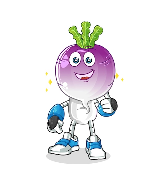 Vetor de mascote de desenho animado de personagem de robô de desenho animado de cabeça de nabo