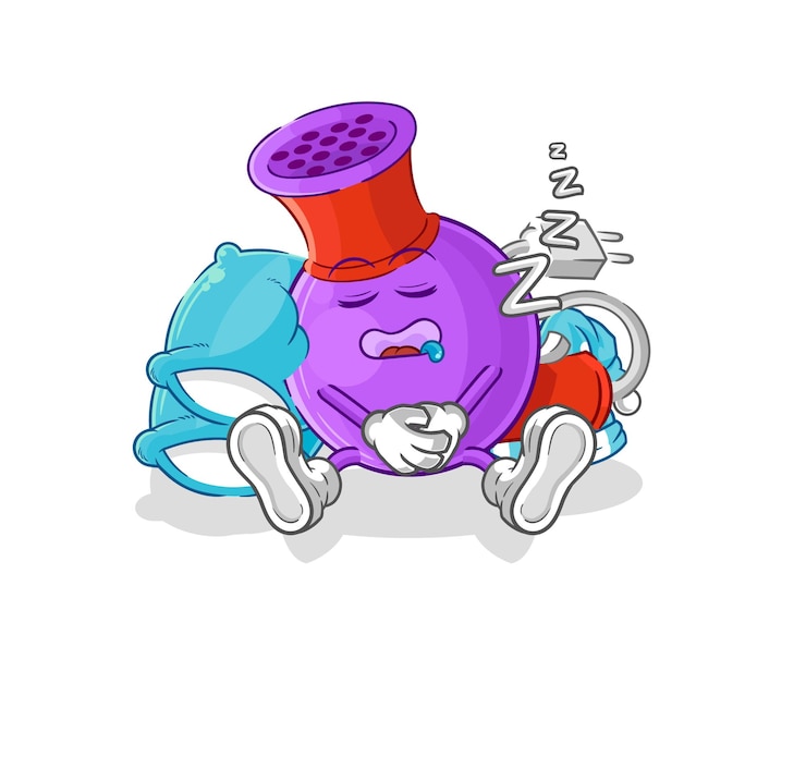 Vetor vetor de mascote de desenho animado de personagem dormindo secador de cabelo