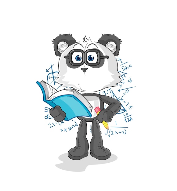 Vetor de mascote de desenho animado panda geek
