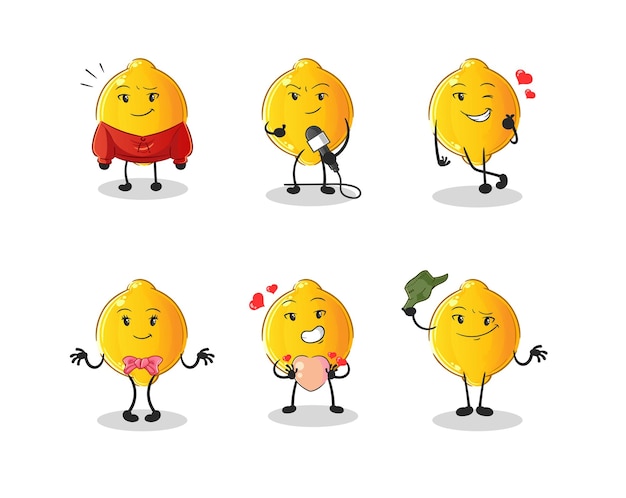 Vetor de mascote de personagem de grupo de cultura coreana de limão