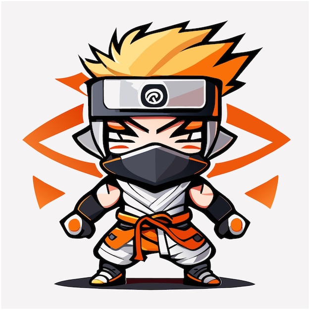 Vetor de mascote ninja de corpo inteiro para branding