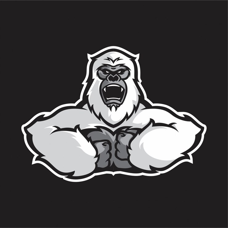 Vetor vetor de meio corpo de gorila branco