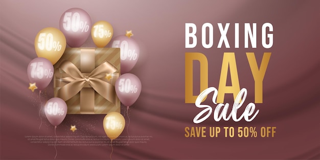 Vetor de modelo de banner de venda de boxing day com fundo de luxo