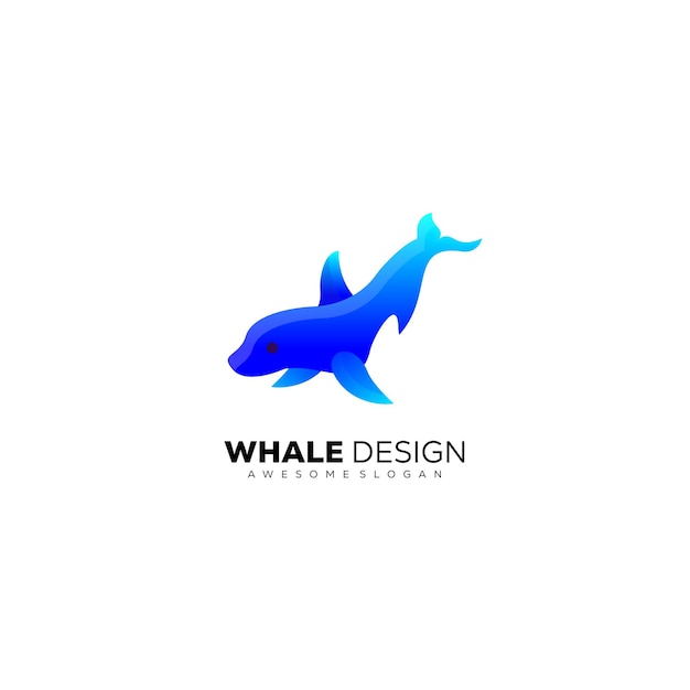 Vetor de modelo de design de cor gradiente de logotipo de baleia
