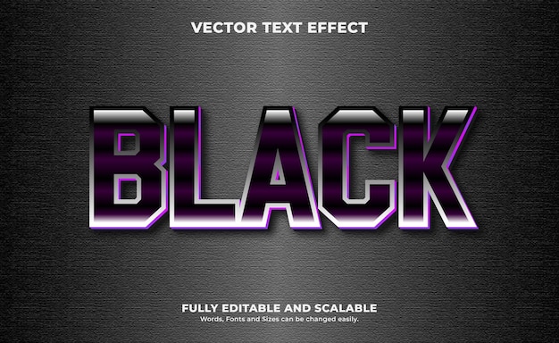 Vetor vetor de modelo de design de efeito de texto editável em 3d preto