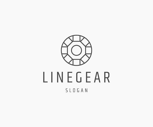 Vetor de modelo de design de ícone de logotipo de arte de linha de engrenagem