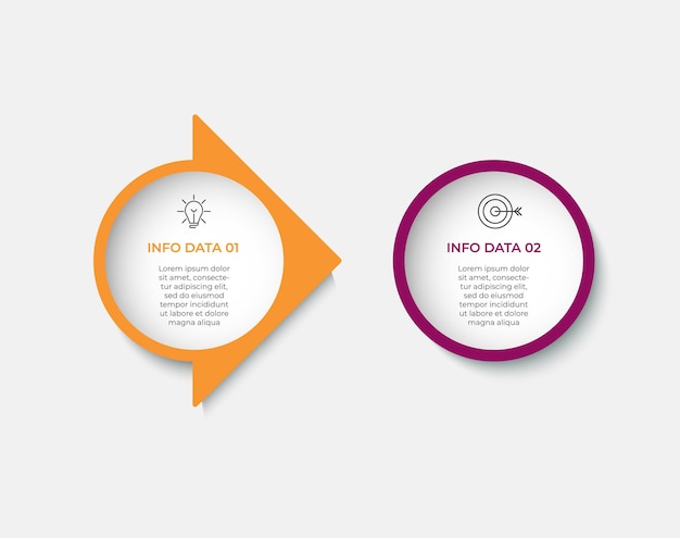 Vetor de modelo de design de infográfico de negócios com ícones e 2 opções ou etapas