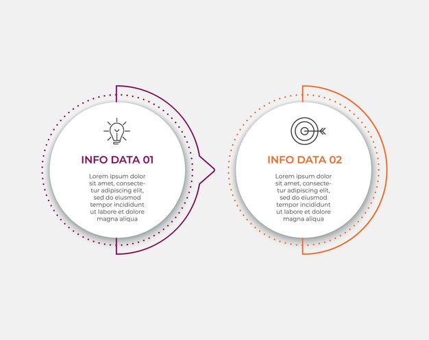 Vetor de modelo de design de infográfico de negócios com ícones e 2 opções ou etapas