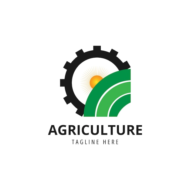 Vetor de modelo de design de logotipo de agricultura de engrenagem