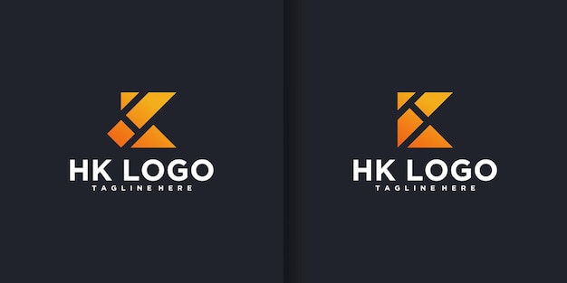 Vetor de modelo de design de logotipo de letra inicial HK