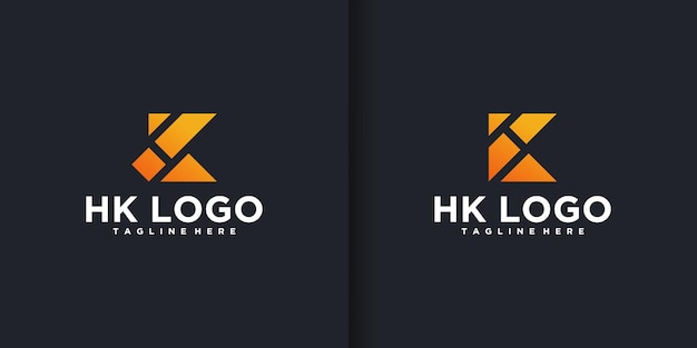 Vetor de modelo de design de logotipo de letra inicial hk