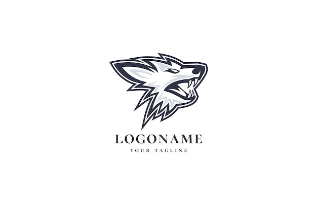 Vetor de modelo de design de logotipo de mascote lobo