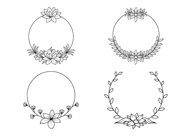 Vetor vetor de modelo de ilustração de design de ícone de contorno de círculo de moldura floral