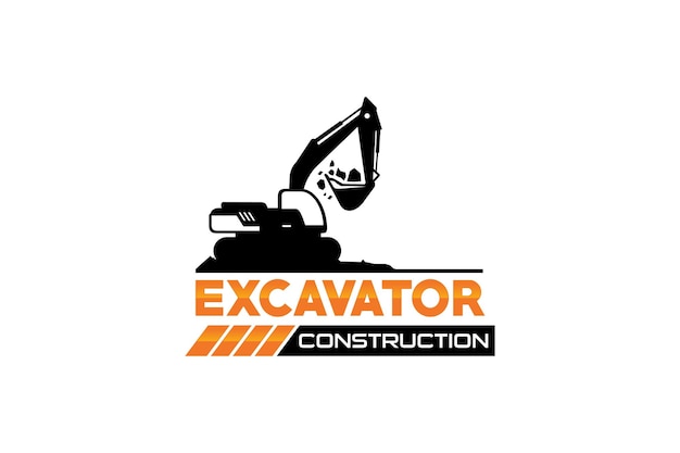 Vetor de modelo de logotipo de escavadeira vetor de logotipo de equipamento pesado para empresa de construção.