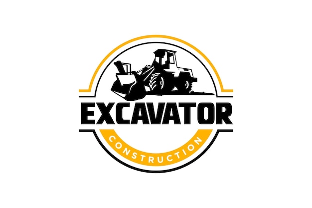 Vetor de modelo de logotipo de escavadeira vetor de logotipo de equipamento pesado para empresa de construção.