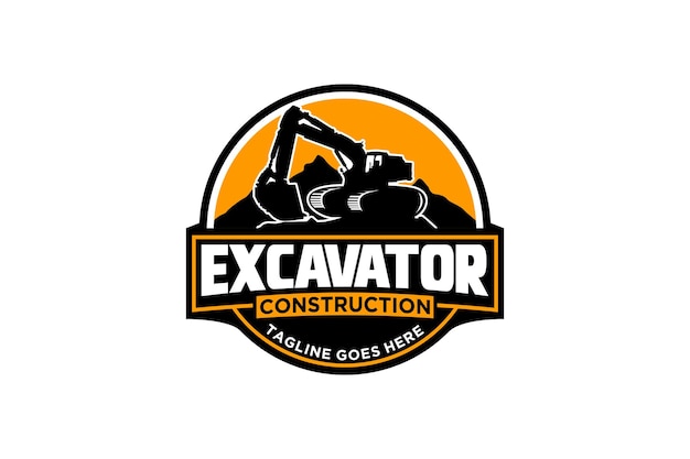 Vetor de modelo de logotipo de escavadeira vetor de logotipo de equipamento pesado para empresa de construção.