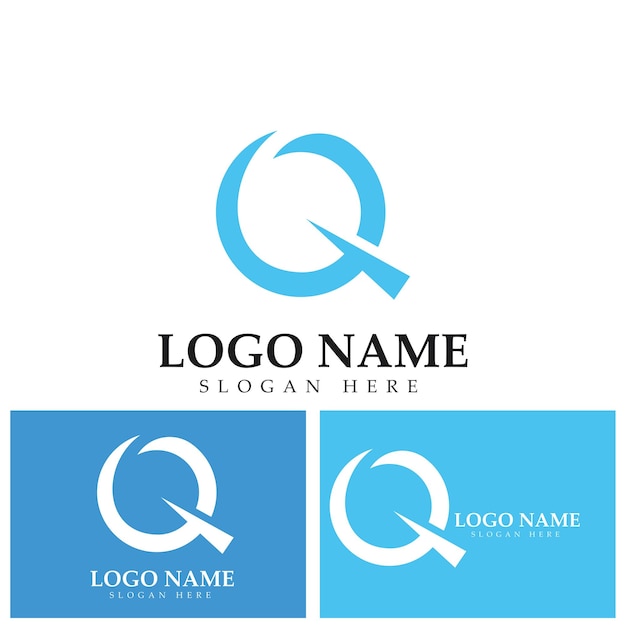 Vetor de modelo de logotipo de letra azul q