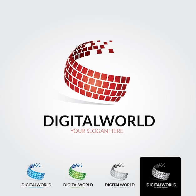 Vetor de modelo de logotipo do mundo digital mínimo