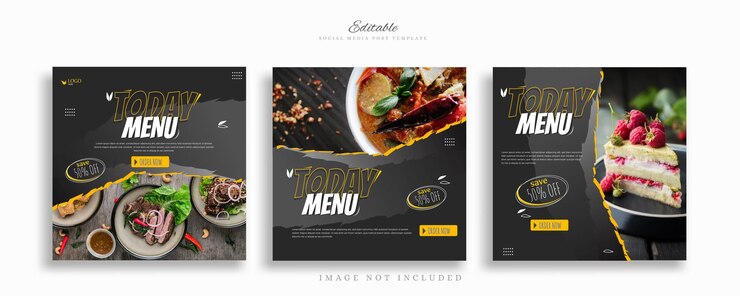 Vetor vetor de modelo de postagem de mídia social de comida criativa