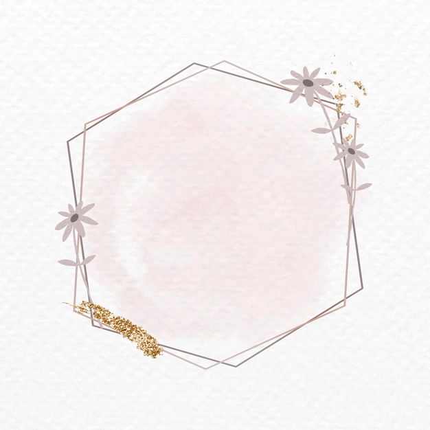 Vetor de moldura hexagonal cintilante floral