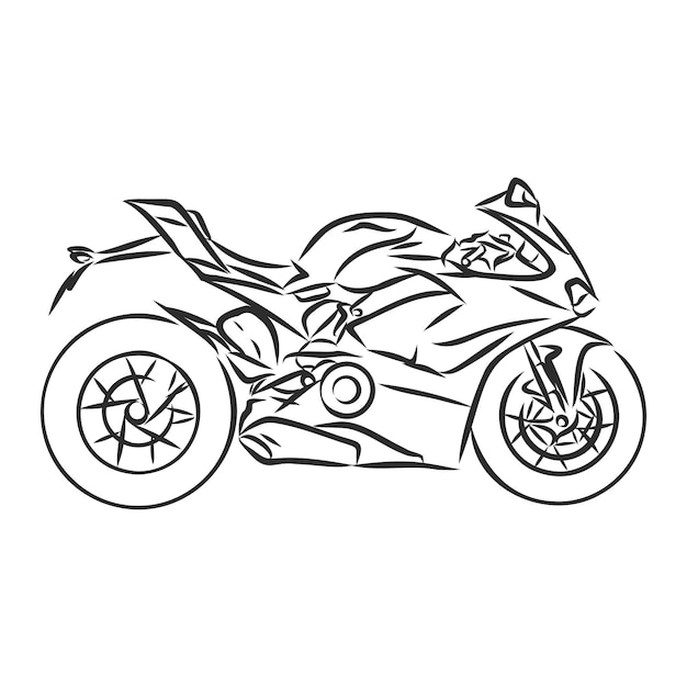 Desenho Motocicleta Preto Branco Isolado Fundo Branco Ilustração Preta  Vetor vetor(es) de stock de ©dero2010 468738724