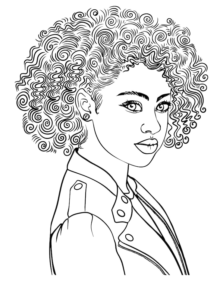Vetor vetor de mulher afro-americana. vetor desenhado a mão