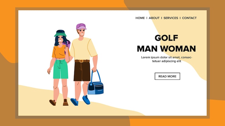 Vetor vetor de mulher de homem de golfe